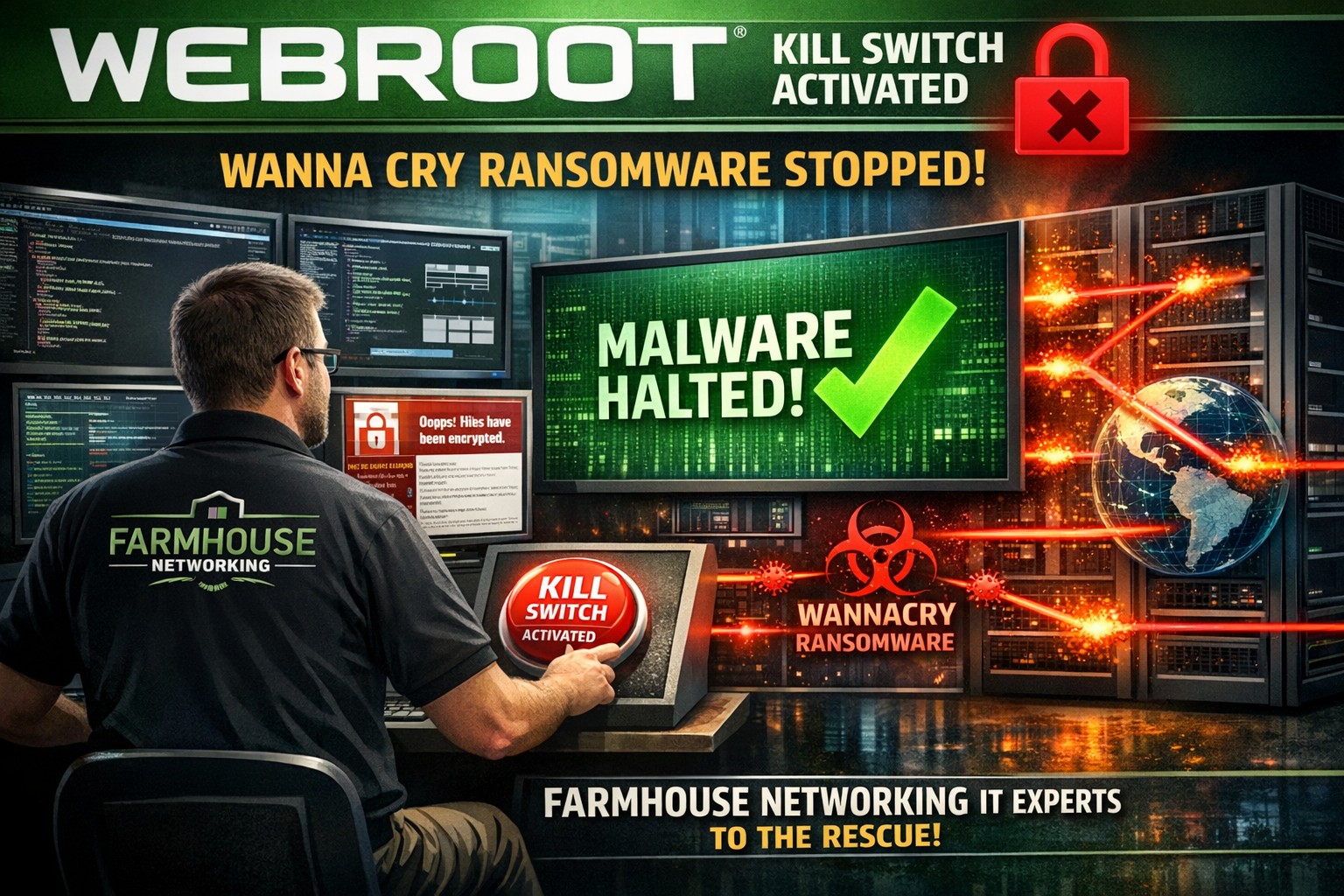 Webroot antivirus stops WannaCry ransomware infection and spread on business network