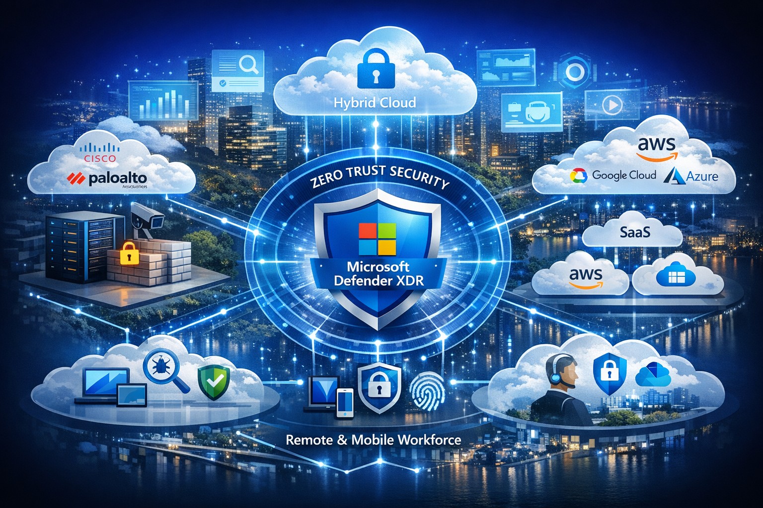 Microsoft Defender securing multi-vendor IT environment with unified digital landscape protection for business owners