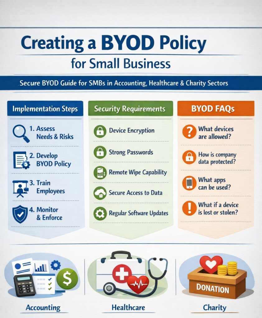 Secure BYOD policy template for small business owners implementing bring your own device security best practices