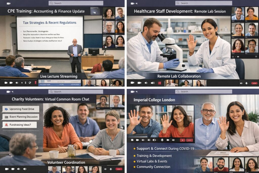 Imperial College London Microsoft Teams virtual classroom lectures labs for accounting healthcare charity remote education