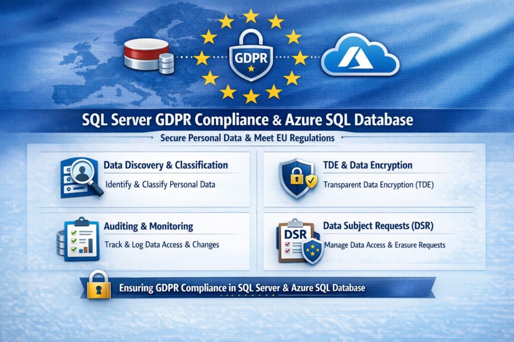 SQL Server and Azure SQL Database GDPR compliance checklist for data protection and encryption.