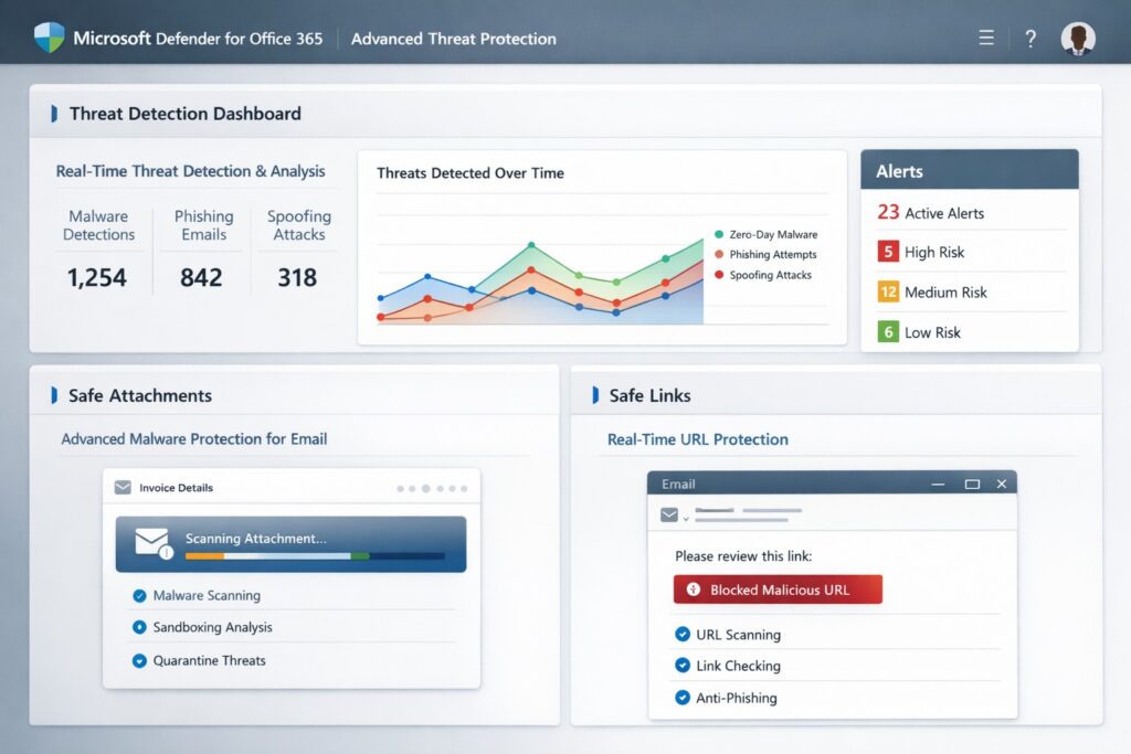 Secure your business with Microsoft Defender for Office 365: Advanced Threat Protection against phishing and malware.