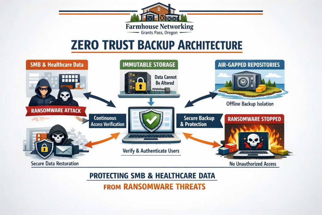 Zero trust cloud backup immutability Farmhouse Networking Grants Pass Oregon