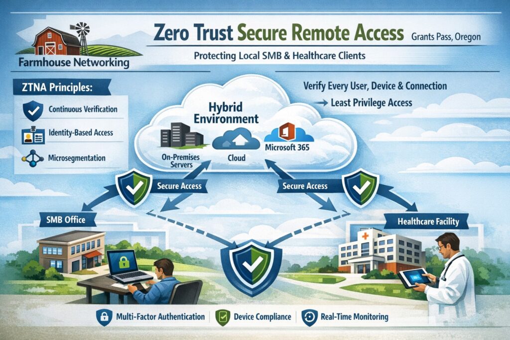 Zero trust secure remote access ZTNA Farmhouse Networking Grants Pass Oregon