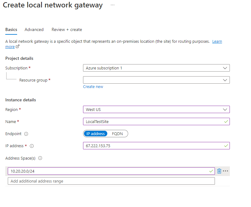 Azure Local Network Gateway