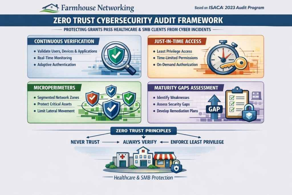 Zero trust cybersecurity audit 2023 Farmhouse Networking Grants Pass Oregon