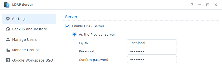 Enable Synology LDAP Server