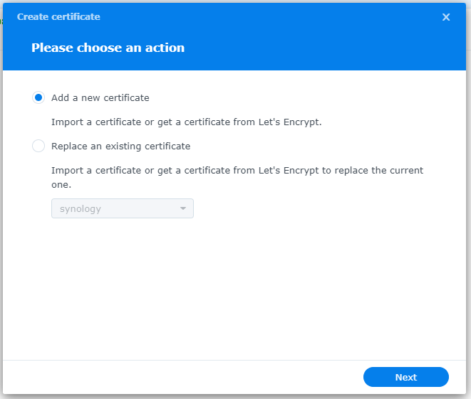 Synology Add Certificate