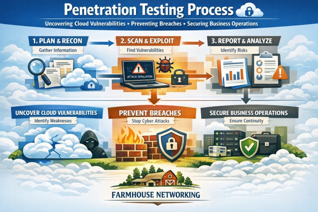 Penetration testing simulation protects business networks from hackers and vulnerabilities in cloud services