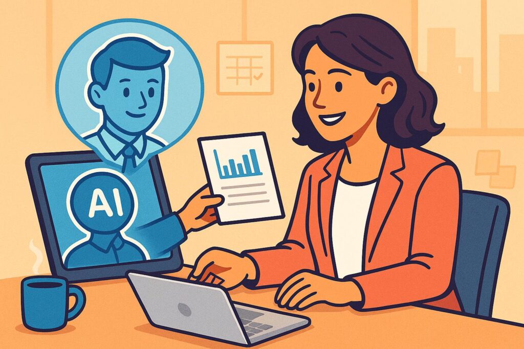 Small business owner using AI intern to automate administrative tasks and improve workflow efficiency with Farmhouse Networking.